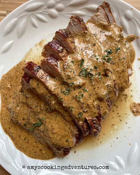 Pork Loin with Creamy Garlic Herb Sauce Sauce For Pork Roast, Pork Loin Sauce, Sauce For Pork Tenderloin, Pork Fillet Recipes, Autumn Dinners, Garlic Herb Sauce, Pork Loin Roast Recipes, Pork Sauce, Pork Fillet