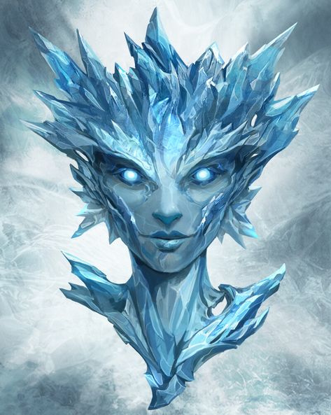 ArtStation - Ice fairy, Yasen Stoilov Ice Person Art, Ice Queen Character Design, Fantasy Ice Creatures, Winter Fey, Winter Character Design, Winter Eladrin, Ice People, Ice Woman, Winter Fae