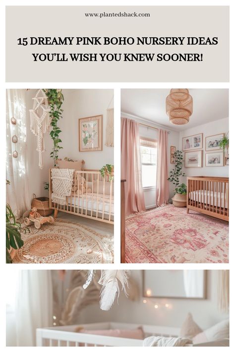 Transform your little one’s nursery into a boho wonderland! 🌸✨ Discover 15 gorgeous pink boho nursery ideas that mix whimsical charm with practical design. From bohemian wall decor to cozy accents, these ideas are perfect for creating the dreamy space your baby deserves! 💕 #BohoNursery #PinkNursery #DreamyDecor Pink Rustic Nursery, Cool Girl Nursery, Baby Girl Nursery Wildflower, Wild Flower Nursery Theme, Pink Accent Wall Nursery, Boho Pink Nursery, Pink Nursery Ideas, Pink Boho Nursery