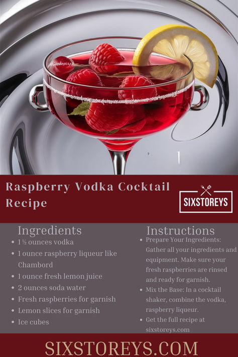 Raspberry Vodka Cocktail Recipe Drinks With Raspberry Liquor, Raspberry Liquor, Raspberry Vodka, Vodka Cocktails Recipes, Vodka Cocktail, Raspberry Liqueur, Drinks Alcohol, Cocktail Drinks Recipes, Vodka Cocktails