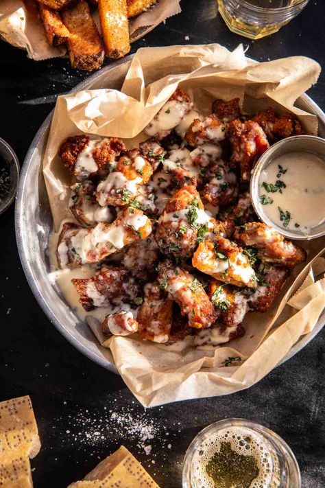 Baked Garlic Parmesan Boneless Wings | halfbakedharvest.com Parmesan Wings, Garlic Parmesan Wings, Half Baked Harvest Recipes, Boneless Wings, Crispy Chicken Wings, Baked Garlic, Harvest Recipes, Half Baked, Half Baked Harvest