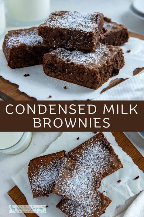 Indulge in the luxurious texture of condensed milk brownies, boasting a rich and fudgy consistency accented by a subtle caramel undertone, all thanks to the magic of condensed milk! Made from scratch.  Triple chocolate!  #crackbrownies #condensedmilkbrownies Condensed Milk Brownies, Condensed Milk Recipes Desserts, Classic Brownies Recipe, Cocoa Powder Brownies, Baking Chart, Sweetened Condensed Milk Recipes, Easy Summer Dessert Recipes, Easy Summer Dessert, Double Chocolate Brownies