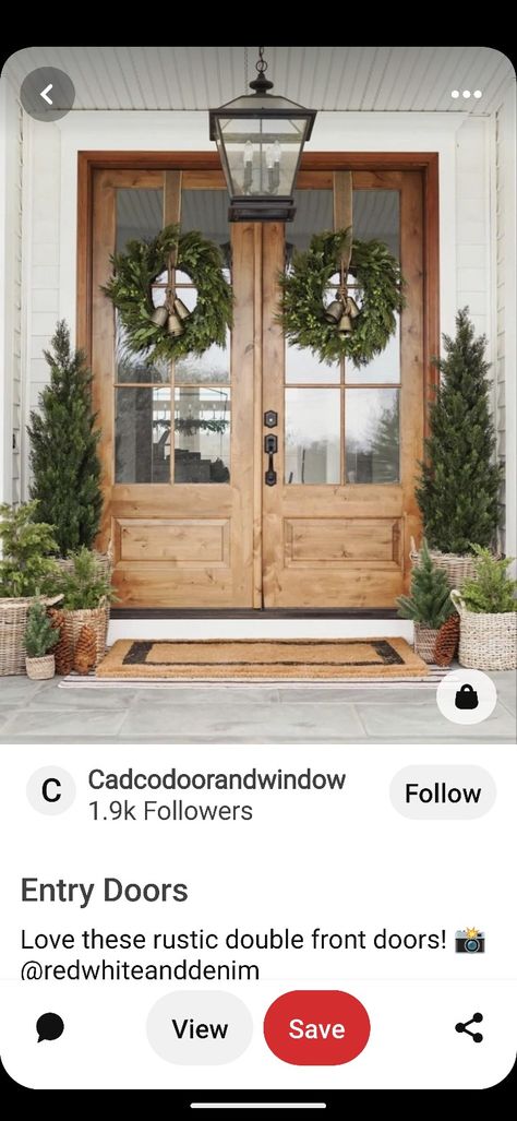 French Doors Exterior Entrance, Garden Gates Wooden, French Country Front Door, Farmhouse French Doors, Wooden Gate Door, Sliding Gate Ideas, Double Wood Front Doors, Country Front Door, Double Front Entry Doors