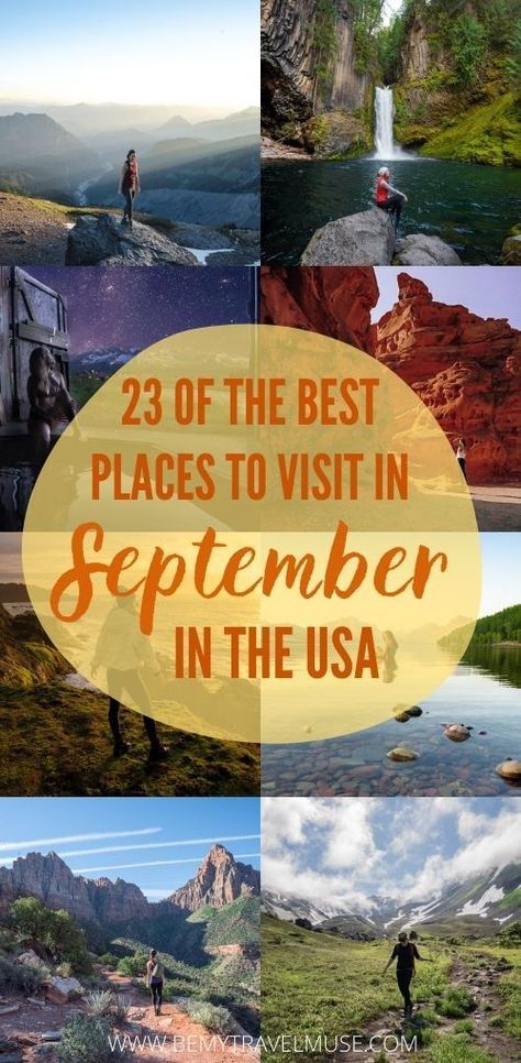 Planning an early fall trip in the US? Here are all of the best places to visit, with lots of outdoor adventures before the weather starts getting cold! From California to New Mexico, click to check this list out and start planning your September trip in the US. Best Us Vacations, September Travel, Girls Trip Destinations, West Virginia Travel, Best Weekend Trips, Idaho Travel, Best Beaches To Visit, Vacations In The Us, Fall Road Trip