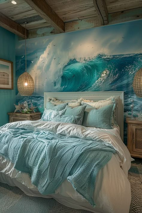 29 Boho Coastal Bedroom Ideas for a Breezy, Beachy Haven 17 Sea Furniture, Ocean Inspired Bedroom, Boho Coastal Bedroom, Sea Bedrooms, Coastal Bedroom Ideas, Ocean Bedroom, Ocean Room Decor, Boho Beach House, Ocean Themed Bedroom