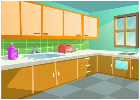 Kitchen Cartoon, Kitchen Clipart, Cartoon Kitchen, Vector House, Kitchen Background, Cooking Design, Modern Kitchen Interiors, Kitchen Images, Kitchen Interior Design Modern