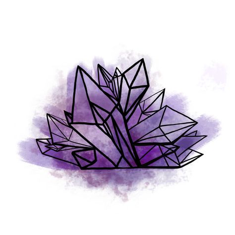 Amethyst Tattoo Ideas, Amethyst Crystal Tattoo, Amethyst Illustration, Amethyst Drawing, Amethyst Tattoo, Mara Aesthetic, Amethyst Art, Gem Drawing, Crystal Tattoo