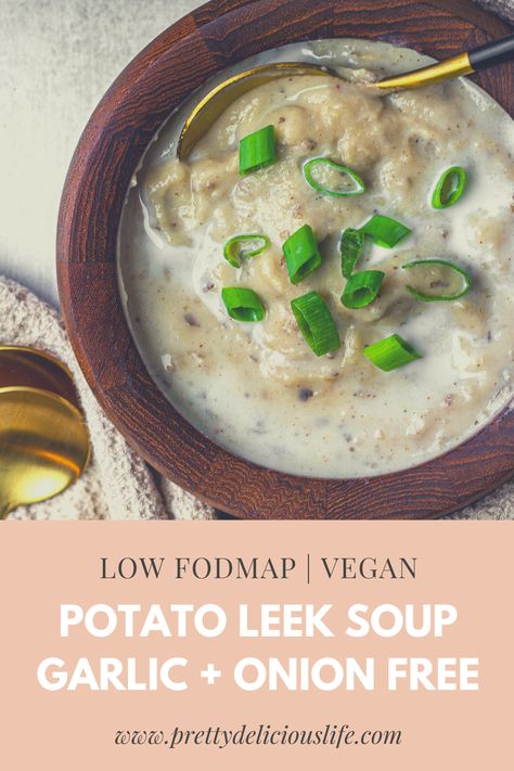 Low Fodmap Vegan Soup, Low Fodmap Potato Soup, Low Fodmap Slow Cooker Recipes, Low Fodmap Vegan Recipes, Fodmap Potato Soup, Slow Cooker Potato Leek Soup, Easy Fodmap Recipes, Fodmap Soups, Fodmap Soup