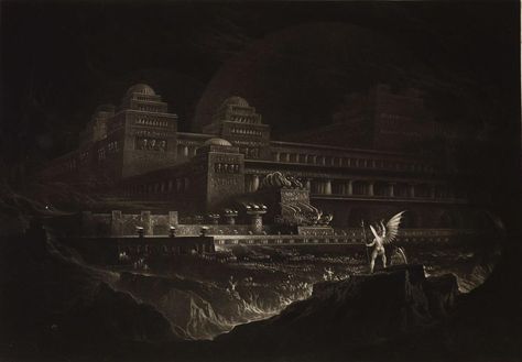 John Martin, Pandemonium, 1824 Gustavo Dore, Milton Paradise Lost, John Milton, Lost Paradise, Dinosaur Images, John Martin, Paradise Lost, English Artists, Adam And Eve