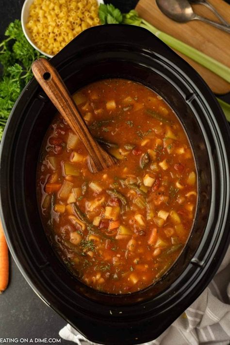 Crock Pot Minestrone Soup Recipe comes together for a flavor packed meal with little effort.  Make this tasty recipe to satisfy your craving for soup. Olive Garden Minestrone Soup Crockpot, Crockpot Minestrone Soup Recipe, Crock Pot Minestrone Soup, Crock Pot Minestrone, Minestrone Soup Recipe Crockpot, Copycat Olive Garden Minestrone Soup, Copycat Olive Garden Minestrone, Crockpot Minestrone Soup, Best Minestrone Soup Recipe