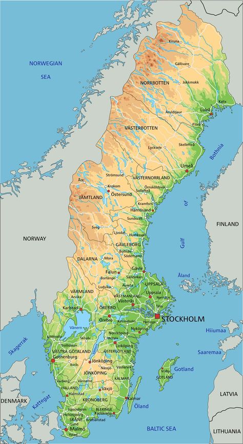 Physical Map, Typographic Logo, Trondheim, Malmo, Tallinn, Countries Of The World, Scandinavia, Geography, Finland