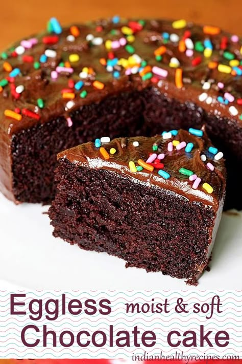 Eggless chocolate cake recipe | How to make eggless cake Wacky Cake, Eggless Chocolate Cake, Eggless Cake Recipe, Eggless Desserts, Chocolate Cake Recipe Easy, Eggless Recipes, Torte Cupcake, Eggless Baking, Dessert Aux Fruits