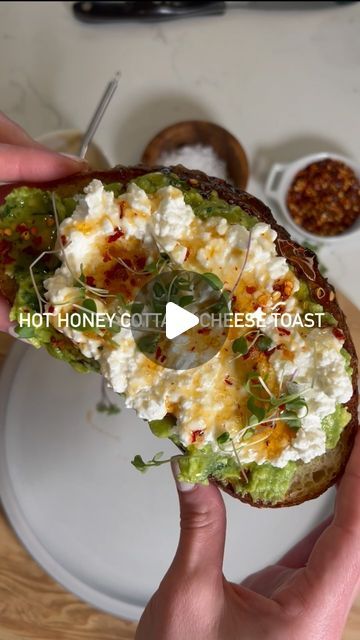 Sherri Davidson on Instagram: "HOT HONEY COTTAGE CHEESE TOAST📣
This is one of the most simple yet delicious creations of all. A perfect balance of flavors, healthy AND delicious. 

Ingredients:
- Sourdough Bread 
- Avocado
- Cottage Cheese
- Honey
- Red Pepper Flakes
- Salt
- Lime 

#healthylifestyle #healthyfood #healthyeating #healthyanddelicious #balanceddiet #breakfast #lunchideas #healthylunchideas #easymeals #easylunch #easybreakfast #hormonebalance #goodfood" Sourdough Bread Toast Ideas, Feta Avocado Toast, Hot Honey Cottage Cheese Toast, Cottage Cheese And Avocado Toast, Loaded Avocado Toast, Avocado Toast Cottage Cheese, Avocado Toast With Cottage Cheese, Cottage Cheese Avocado Toast, Cottage Cheese Toast Breakfast Ideas