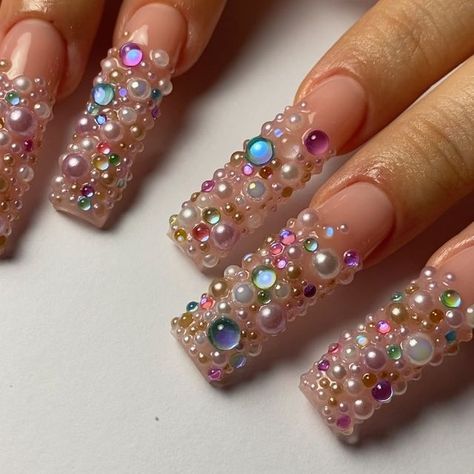 ✨Nails Or Claws - Nail Artist ✨ on Instagram: "Cause it’s NEVER too much 💕 Thank u @cherr14ngel ✨ Capsules Gel / Carré XL / Nail Art niveau 4 • • • #nailart #nailsofinstagram #nailsaddict #squarenails #xlnails #onglesgel #onglesparis" Rhinestone Covered Nails, Gem Manicure, Cathedral Nails, Nail Charm Designs, Victorian Nails, Nail Planner, Xl Nails, Mail Inspo, Diamond Nail Designs