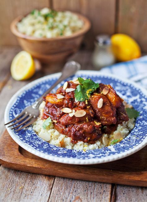 Donal Skehan's straightforward chicken tagine recipe is bursting with spices and fruity flavour – the aromas released as it cooks will have you and Tagine Cooking, Donal Skehan, Chicken Tagine, Tagine Recipes, Vegetable Puree, Moroccan Food, Chicken Thigh Recipes, Couscous, Chicken Dishes