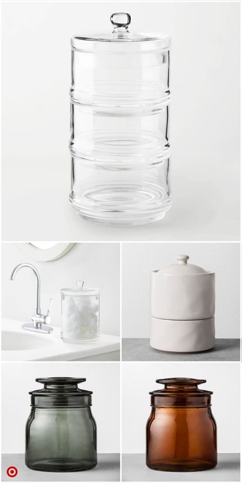 Bathroom Canister Ideas, Bathroom Jars Ideas, Bathroom Tray Styling, Bathroom Decor Chic, Walk In Shower Bathroom, Bathroom Decorations Ideas, Bathrooms Decor Ideas, Styling Bathroom, Bathroom Decor On A Budget