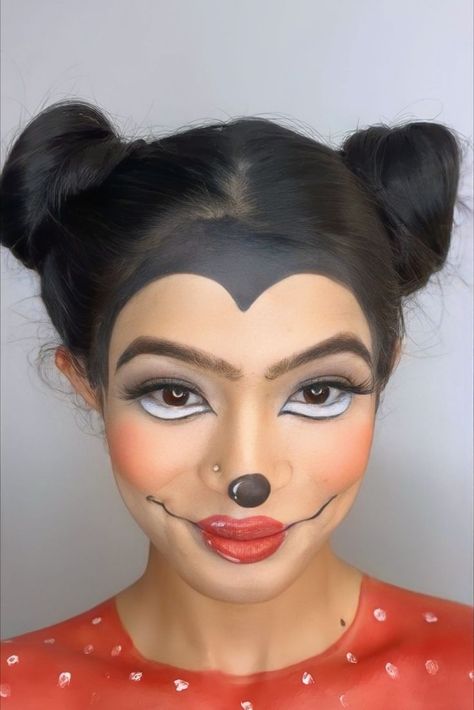 #mickeymouse #mickeymousemakeupinspo #makeup #3Dmakeup #mickeymouselook #minniemouse Mice Makeup Halloween, Mickey Mouse Makeup, Mouse Face Paint, Mouse Makeup, Mouse Costume, Mickey Mouse Halloween, Mini Mouse, Halloween Make Up, Family Halloween Costumes