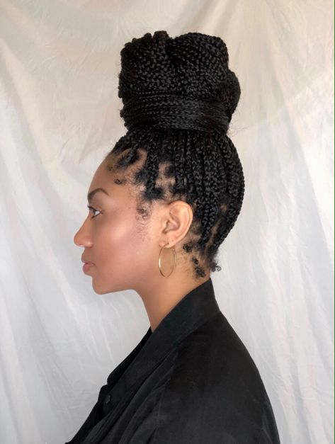 Box Braids Bun, Hair Colorful, Braids Styles, Long Box Braids, Braided Cornrow Hairstyles, High Bun, Box Braids Styling, Big Chop, Hair Laid