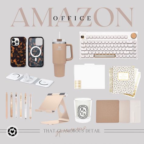 Amazon Office Finds Amazon Office Must Haves Work, Cute Work Desk Ideas Office Cubicle, Home Desk Decor Ideas, Amazon Must Haves For Office, Office Desk Asthetics, Aesthetic Office Desk Set Up At Work, At Home Office Set Up, Boujee Office Decor, Desk Assessories Offices