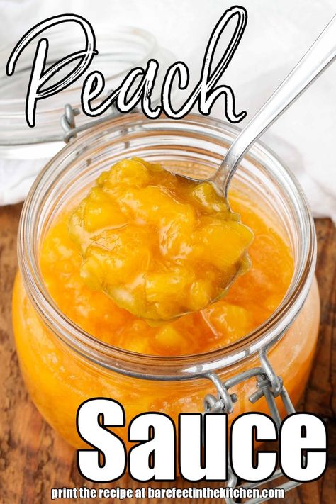 Peach Sauce Peach Sauce Recipes, Using Frozen Peaches, Waffle Sauce, Waffle Cone Recipe, Peach Sauce, How To Peel Peaches, Frozen Peaches, Holiday Desserts Table, Peach Jam