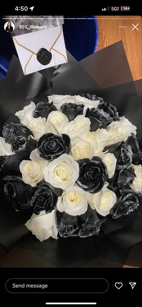 Black And Silver Flower Bouquet, Black And Silver Bouquet, White Bouquet, Silver Flowers, Black And Silver, Flowers Bouquet, Bouquets, Black Silver, Flowers