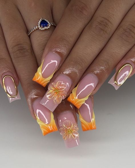 30 Best Nail Art Ideas You'll Love Cute Nail Art Ideas, Textured Nails, Acrylic Inspiration, Orchid Nails, Mani Ideas, Orange Nail Designs, Yellow Nails Design, Spring Acrylic Nails, Pink Ombre Nails