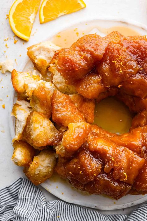 Orange Brunch Food, Jojos Recipes, Orange Baked Goods, Orange Monkey Bread, Best Pancake Mix, Christmas Brunch Ideas, Orange Bread Recipe, Pizza Monkey Bread, Orange Sweet Rolls