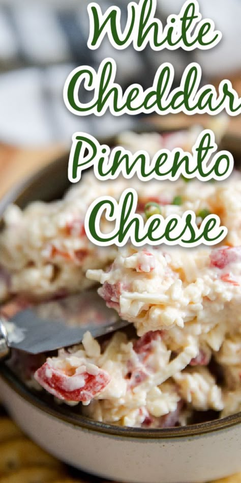 White Pimento Cheese Recipe, White Cheddar Pimento Cheese Recipe, Creamy Pimento Cheese Recipe, Creamy Pimento Cheese, Dip With Crackers, Melting Potatoes, Pimento Cheese Recipe, Pimento Cheese Dip, Pimento Cheese Sandwiches