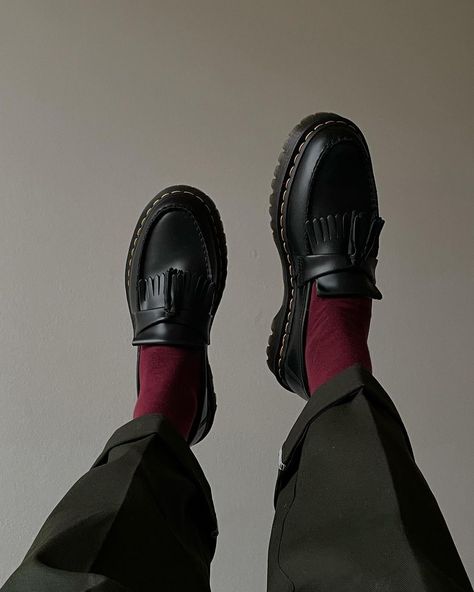 Burgundy Loafers Men Outfit, Dr Martens Loafers, Villain Fashion, Loafers Men Outfit, Boots Outfit Men, Minimalist Fashion Men, Loafers Outfit, Comfortable Loafers, Classy Outfits Men