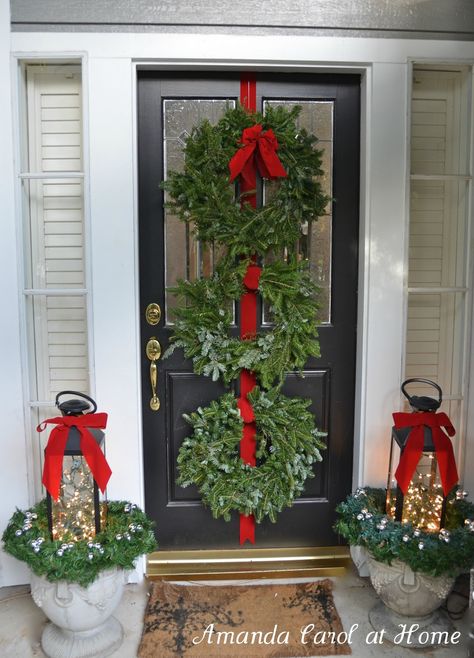 Front Door Christmas Decor                                                                                                                                                                                 More Outdoor Holiday Planters, Holiday Planter, Front Door Christmas Decorations, Christmas Planters, Christmas Front Porch, Christmas Front Doors, Christmas Porch Decor, Have Inspiration, Front Porch Christmas Decor