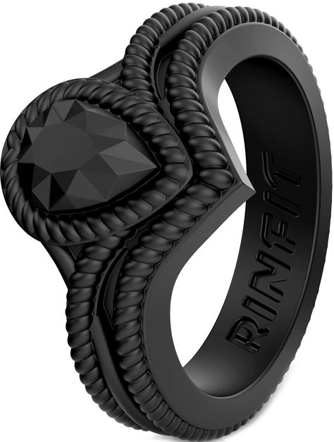 PRICES MAY VARY. U.S. Patented Design: Rinfit unique wedding & engagement rings for women feature classic lines; Timeless design of our women's silicone wedding rings will fit any lifestyle or challenging profession Elegant Solution: With Rinfit rubber wedding rings, you won't have to feel guilty for taking your precious diamond ring off or worried that you might lose it or damage it on one of your adventures Sized Like Traditional Rings: Flexible yet durable silicone wedding rings gently hug yo Rubber Wedding Rings, Silicone Ring Women, Wedding Bands Women, Rubber Wedding Band, Rubber Rings Wedding, Pear Wedding Ring, Silicone Wedding Band, Silicone Wedding Rings, Silicone Ring