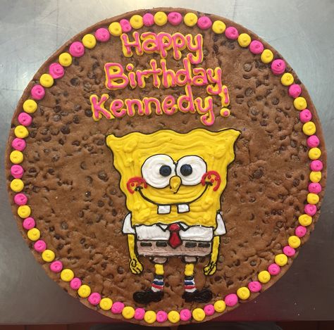 SpongeBob Spongebob Cookie Cake, 25th Birthday Cakes, Cookie Cake Designs, Spongebob Cake, Spongebob Birthday Party, Spongebob Party, Cookie Cake Birthday, Spongebob Birthday, Fruitcake Recipes