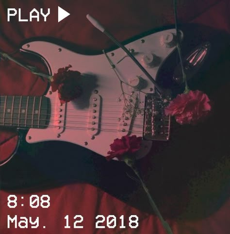 Flowers Aesthetic, Aesthetic Grunge, Electric Guitar, Guitar, Bed, Flowers, Red, Pink, White