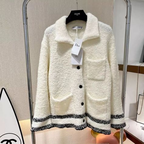 Sizes Available! 😍 Dm for order and more details. Dior Caro, Dior Jacket, White Jacket, Black Bottoms, Luxury Handbags, Designer Brands, Elegant Style, Christian Dior, Casual Style