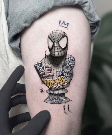 Graffiti Tattoo Ideas, Graffiti Tattoo Design, Spiderman Tattoo Design, Spider Man Tattoo, Spiderman Tattoo, Surreal Tattoo, Man Tattoo, Creative Tattoo, Graffiti Tattoo