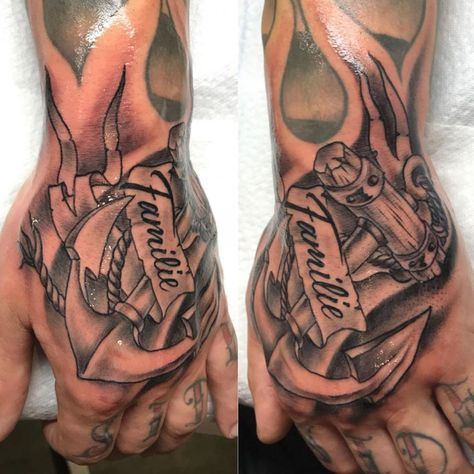 #tattoo #blackandgreytattoo #anchor #anchortattoo #handtattoo #tattooed #tattoo #tattooing #tattoostyle #tattooist... Anchor Hand Tattoo, Lower Stomach Tattoos, Lower Stomach, Anchor Tattoo, Ship Tattoo, Stomach Tattoos, Hand Tattoo, Black And Grey Tattoos, Tattoo Style