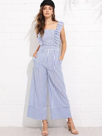 Office Wear Women Work Outfits, Stylish Jumpsuit, Designer Jumpsuits, Stripe Outfits, Jumpsuit Outfit, Striped Jumpsuit, Fashion Attire, Jumpsuit Fashion, Western Dresses