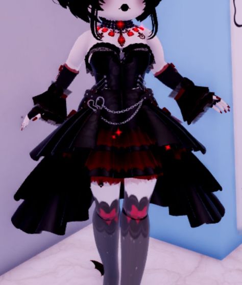 Gothic Royal High Outfits, Gothic Cutie Set Royale High, Gothic Outfit Royale High, Royale High Black Outfits, Black Royale High Outfits, Dark Fairy Royale High Outfit, Royale High Gothic Wardrobe, Punk Royale High Outfit, Royale High Dark Outfits