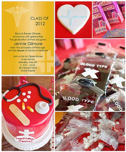 Graduation Party Ideas for Medical Professionals on the @FineStationery Blog Pharmacy School Graduation Party, Medical Themed Parties, Pharmacy School Graduation, Graduation Party Inspiration, Medical Party, Med School Graduation, Cap And Diploma, Medical Theme, Medical School Graduation