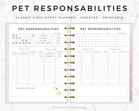 Excited to share the latest addition to my #etsy shop: Pet Responsibilities Planner, Happy Planner, Printable Dog Care, Pet Planner, Dog Mum Planner, Pet Tracker Printable, Dog Records Kit,HPP003 Pet Binder, Dog Binder, Puppy Health Record Printable Free, Pet Care Planner, Pet Planner Printables Free, Pet Care Printables, Training Planner, Pet Health Record, Pet Tracker