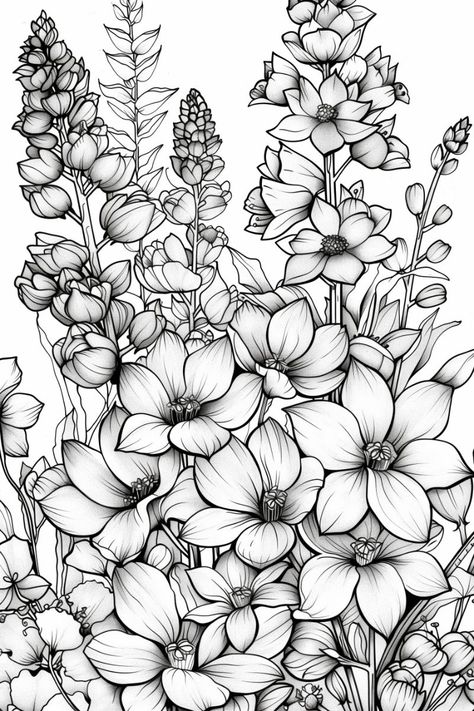 🌸 Flowers in the Garden - Delightful Coloring Garden Colouring Pages, Printable Flower Coloring Pages, Garden Coloring, Garden Coloring Pages, Kids Art Galleries, Serene Garden, Adult Coloring Books Printables, Coloring Pages Inspirational, Barbie Coloring Pages