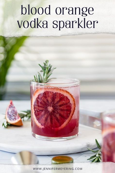 Blood Orange Vodka, Beautiful Meals, Blood Orange Recipes, Orange Juice Cocktails, Blood Orange Cocktail, Rosemary Simple Syrup, Orange Vodka, Red Drinks, Orange Syrup