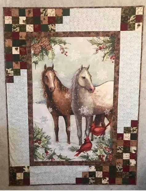 Wildlife Quilts, Panel Quilt Patterns, Horse Quilt, Fabric Panel Quilts, Scrap Quilt Patterns, Picture Quilts, Beginner Quilt Patterns, Quilt Border, Animal Quilts