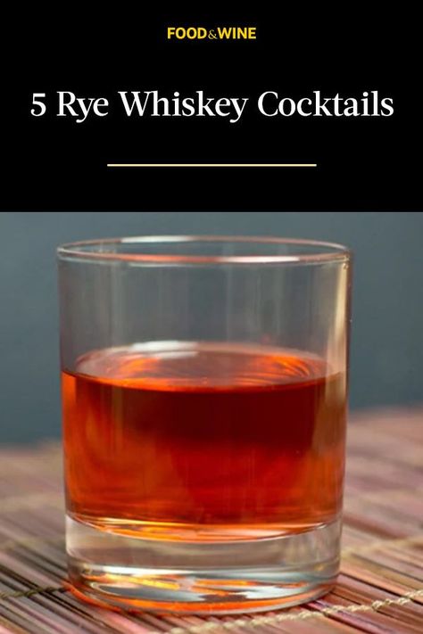 Funneled into the U.S. from Canada, rye whiskey is known for carrying devoted drinkers through the drought of Prohibition. But sometimes rye doesn’t get the credit it deserves.#cocktails #cocktailrecipes #drinkrecipes Rye Drinks Cocktail Recipes, Rye Old Fashioned Cocktail, Rye Whiskey Cocktail Recipes, Rye Manhattan Recipe, Rye Whiskey Drinks, Rye Drinks, Whiskey And Ginger Ale, Rye Whiskey Cocktail, Best Rye Whiskey