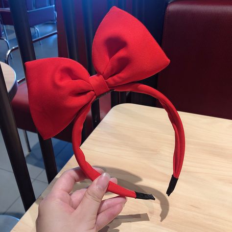 Red bow headband chiffon fabric hairband party show hair accessories cartoon cute shape black ears - SpreeNow.com, Taobao English agent that accepts PayPal Bow Hair Band, Cute Hairbands, Red Hair Band, Bow Hairband, Red Headband, Ribbon Headbands, Cute Cartoon Girl, 20th Birthday, Party Hairstyles