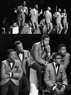 The Temptations — Bottom photo (l-r): Paul Williams, Eddie Kendricks, Otis Williams, Melvin Franklin & David Ruffin Otis Williams, The Temptations, Soul Artists, Old School Music, Black Music, I Love Music, Suit Up, Soul Music, Music Legends