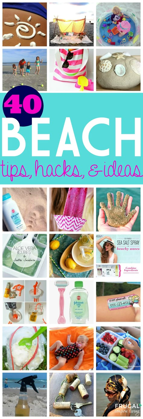 40 Beach Tips and Tricks - Hacks and Ideas for Your Trip to the Sand. Round-Up on Frugal Coupon Living. #beach #hacks #tips #summer #summertime #beachideas #beachhacks #beachtips #frugalcouponliving #ideas #travel #beachtravel #beachtrip Beach Tips And Tricks, Beach Trip Tips, Boat Essentials, Beach Setup, Beach Tips, Summer Hacks, Family Summer Vacation, Beach Vacay, Beachy Vibes