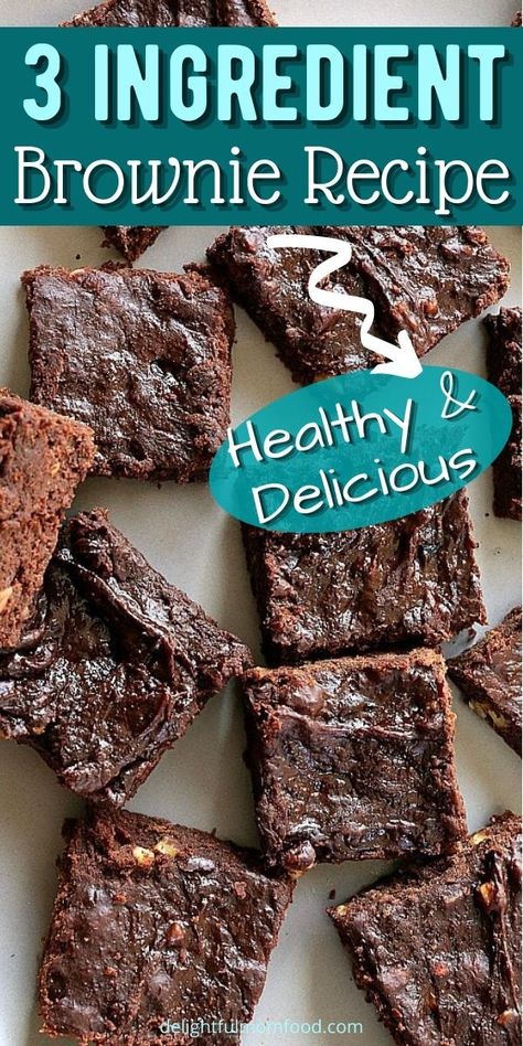 Healthy plant-based chocolate brownies recipe made paleo, whole30, and with 3 ingredients. Vegetarian Keto Recipes, 3 Ingredient Brownies, Healthy Chocolate Desserts, Healthy Peanut Butter Cookies, Sugar Free Brownies, Paleo Brownies, Brownie Recipes Healthy, Plant Based Desserts, Healthy Brownies