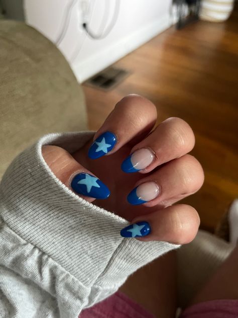 Blue Nail Inspo, Blue French Tip Nails, Nails With Blue, Blue Nail Ideas, Blue French Tip, Teen Nails, Cute Simple Nails, Creating Texture, Summery Nails