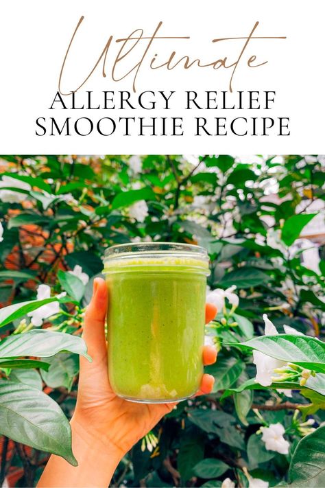 Try this Ultimate Smoothie for allergy relief recipe packed with allergy-fighting ingredients like allergy-fighting apple and fruits to alleviate asthma and allergies. Asthma Juice Remedies, Homemade Allergy Medicine, How To Get Rid Of Allergies Naturally, Natural Allergy Remedies, Bad Allergies, Natural Allergy Relief, Allergy Medicine, Allergy Remedies, Motion Sickness